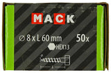 Mack 1020176 - houtdraadbout verzinkt 50 st 8 x 60 mm | 3 stuks