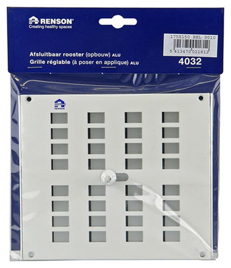 Renson 1006219 - regelbare rooster opb. 4032 alu ral 9010 175x150mm | 2 stuks
