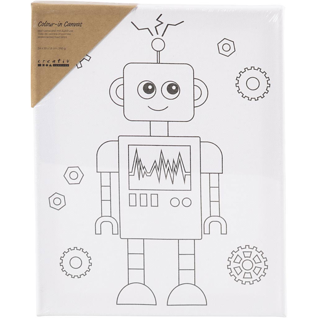 Creativ company http: www.cchobby.nl schildercanvas-met-print-robot-d-1-6-cm-afm-24x30-cm-360-gr-1-stuk