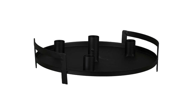 Pc. 1 metal candle holder (4) black ø 25x6 cm