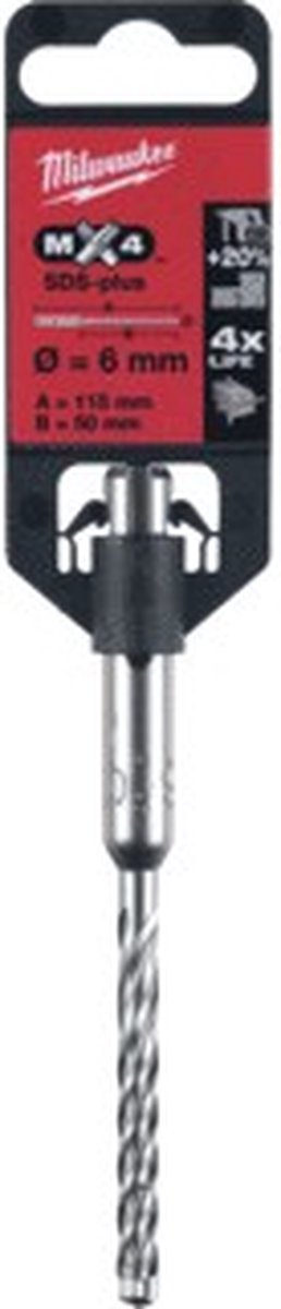 Milwaukee sds-plus mx4 hamerboren - 4-kanten snijdend sds-plus mx4 6 x 115 - 1 st - 4932352011