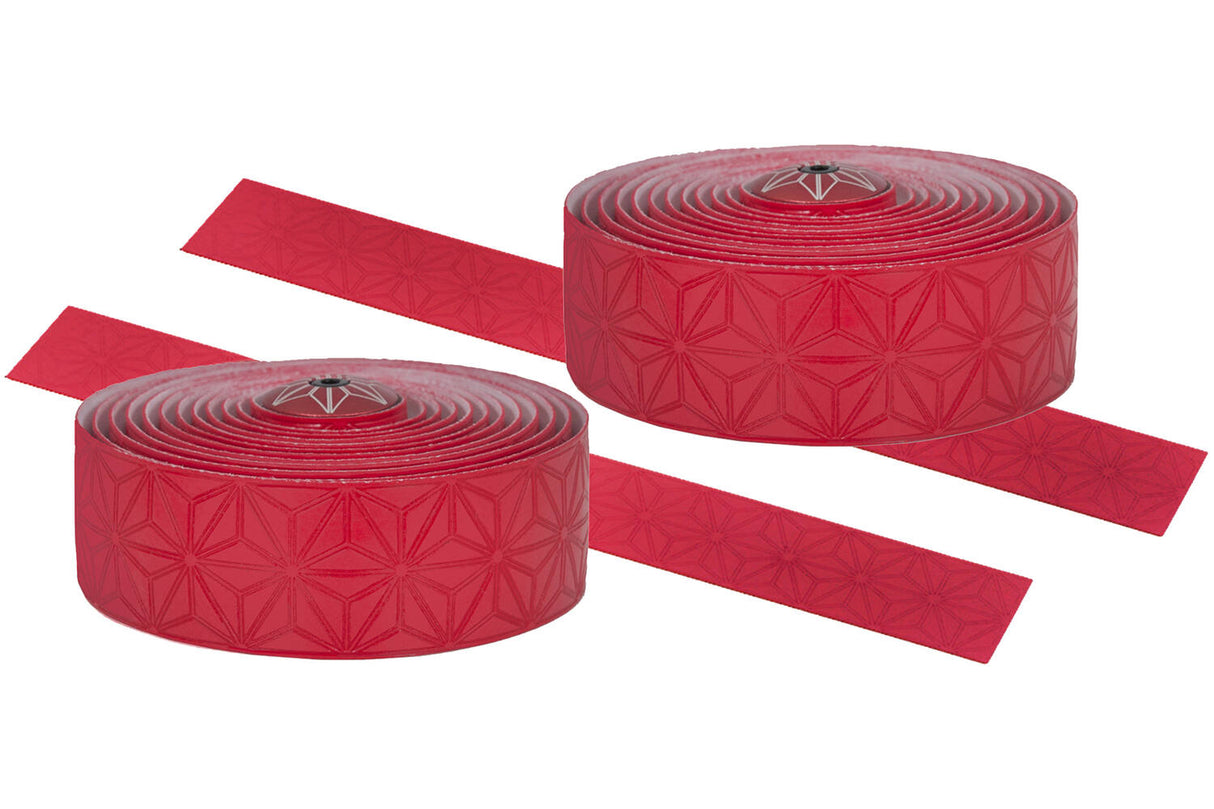 Supacaz Super Sticky Kush Single Color Styring Ribbon Rødt inkludert aluminiumsstyringsplugg