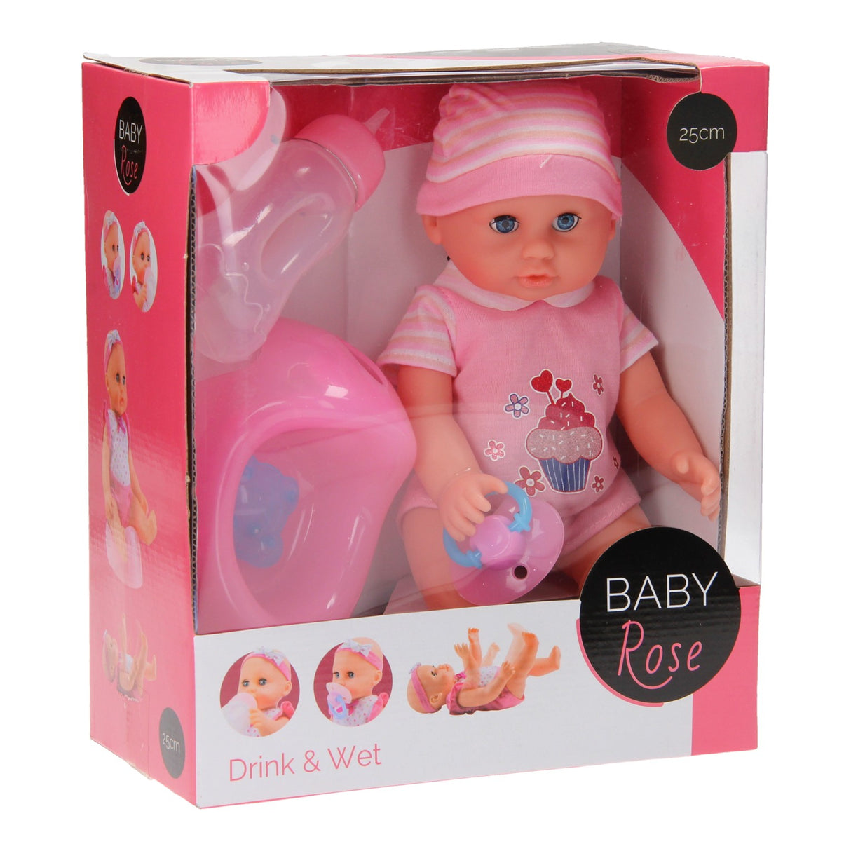 Baby Rose Drinking Plaspop, 25 cm