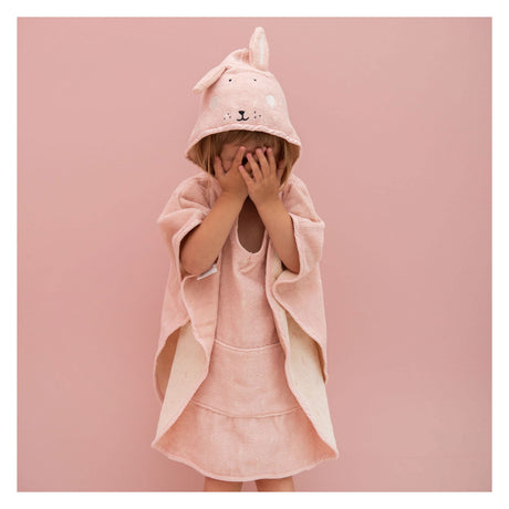 Trixie poncho - mrs. rabbit - 100% biologisch katoen - badcape kind met capuchon - met leuke details