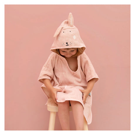 Trixie poncho - mrs. rabbit - 100% biologisch katoen - badcape kind met capuchon - met leuke details