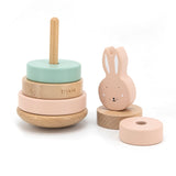 Trixie houten stapeltoren - mrs. rabbit - houten stacking toy - educatief speelgoed - voor jongens meisjes - roze