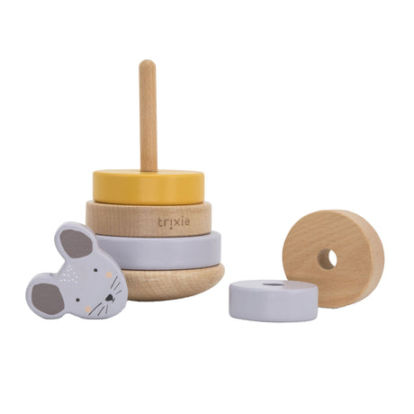 Trixie houten stapeltoren - mrs. mouse - houten stacking toy - educatief speelgoed - voor jongens meisjes - muis - fsc® hout