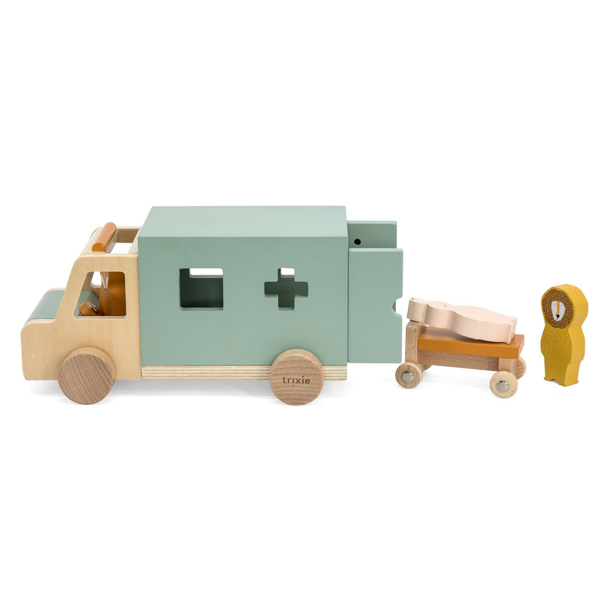 Trixie houten speelgoed - ambulance auto - speelgoedauto voor kinderen - ziekenwagen - voor jongens en meisjes - fsc