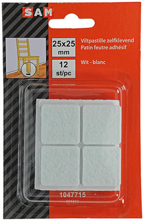 Mack 1047715 - viltpastille zelfklevend wit 25 x 25 mm 12 st pcs | 12 stuks