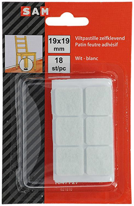 Mack 1047727 - viltpastille zelfklevend wit 19 x 19 mm 18 st pcs | 12 stuks
