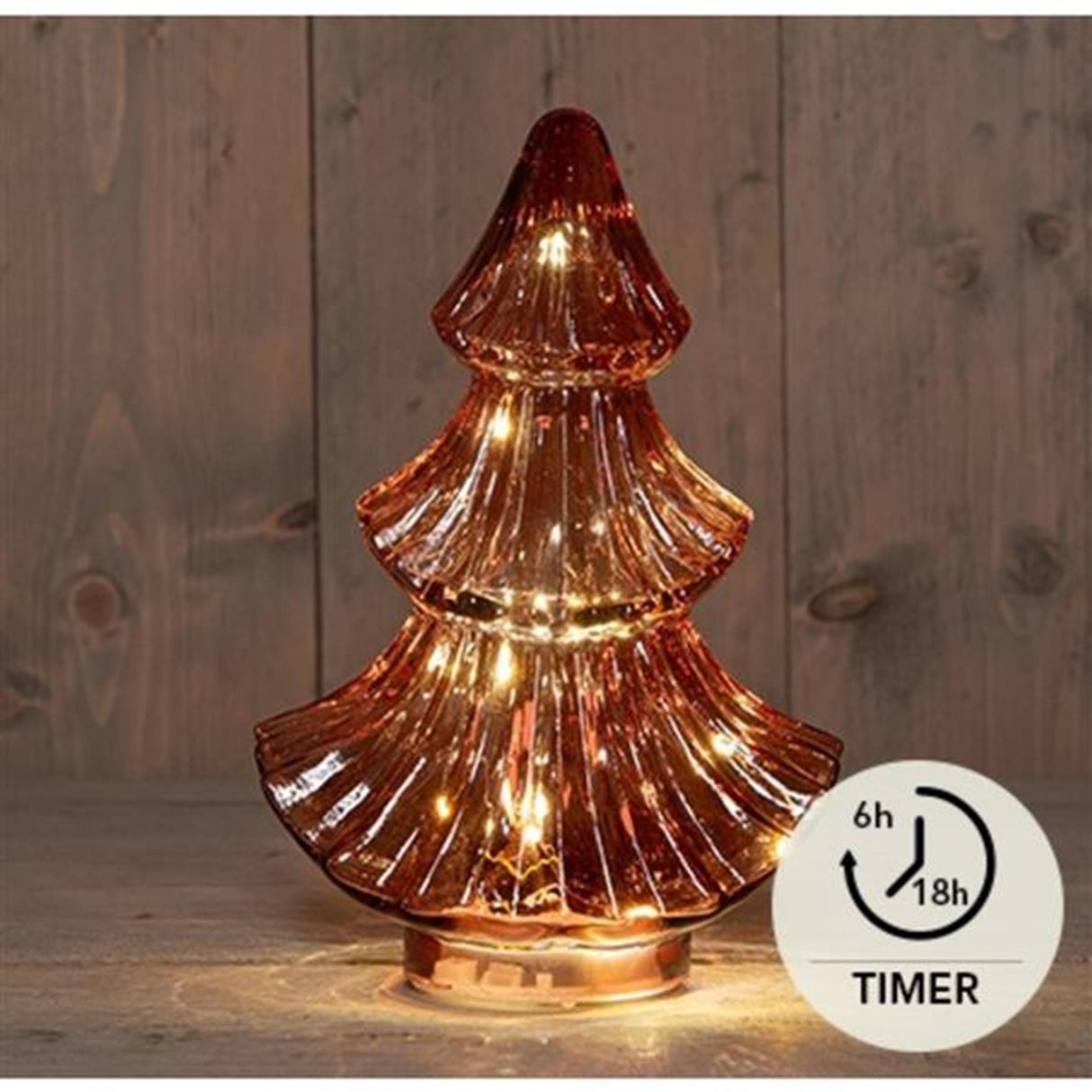 Anna's collection led kerstboompje glas bordeaux h24cm