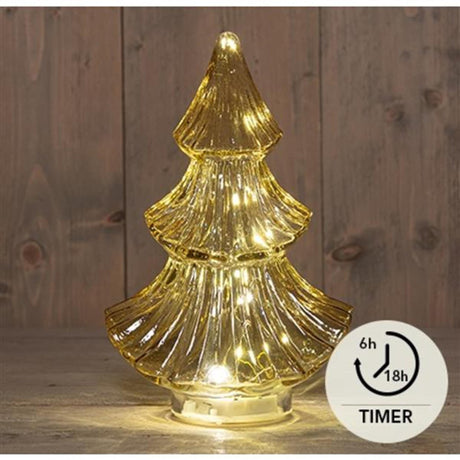 Anna's collection 10led kerstboompje glas 3xaaa batterij met timer 15,5x9,5xh24cm amber