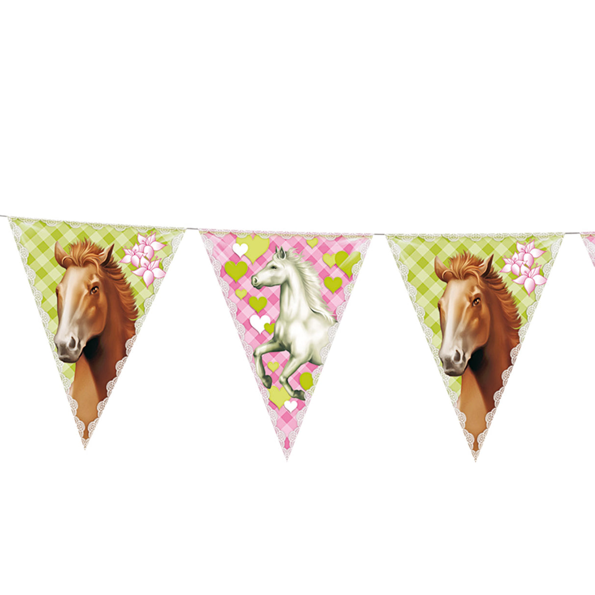 Flag line horses