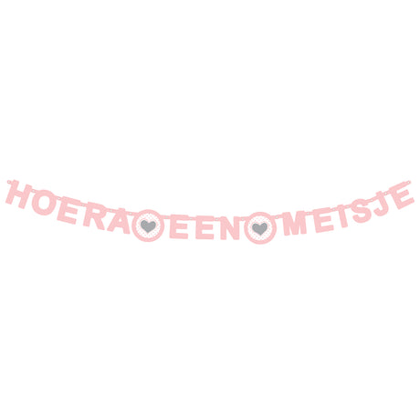 Haza witbaard letterguirlande - hoera een meisje