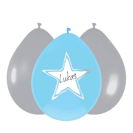 Haza witbaard ballonnen baby jongen, 6st.