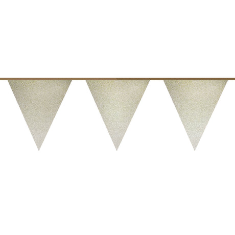 Haza witbaard vlaggenlijn goud glitter, 6mtr.
