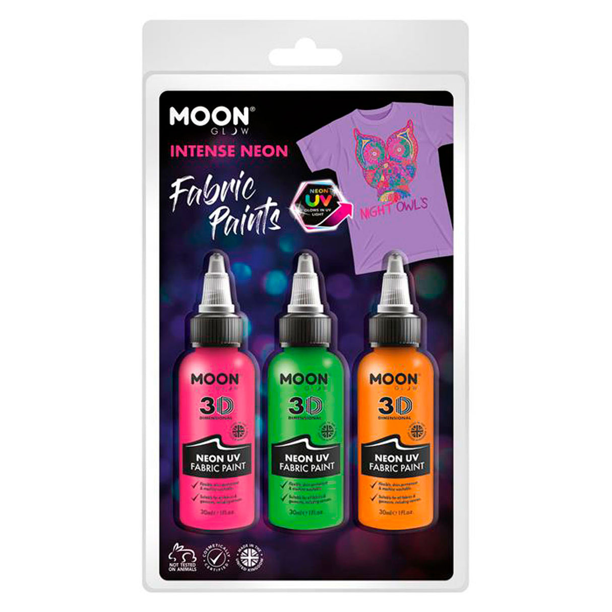 Textile paint Neon 3x30ml - Orange, Green, Pink