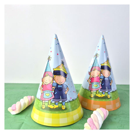 Haza witbaard feesthoedjes fien teun 16cm fsc - 6st.