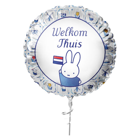 Haza witbaard folieballon 'welkom thuis' nijntje delfts blauw - 45cm