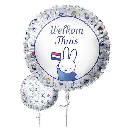 Haza witbaard folieballon 'welkom thuis' nijntje delfts blauw - 45cm