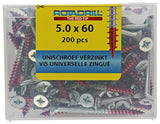 Rotadrill 1039981 - universeelschroef vkpzd vz 5.0x60mm (200) | 4 stuks