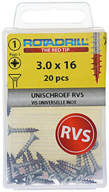 Rotadrill 1039848 - universeelschroef vk pzd rvs-a2 3.0x16mm (20) | 6 stuks