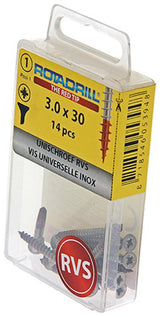 Rotadrill 1039851 - universeelschroef vk pzd rvs-a2 3.0x30mm (14) | 6 stuks