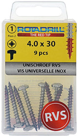 Rotadrill 1039893 - universeelschroef ck pzd rvs 4.0x30mm (9) | 6 stuks