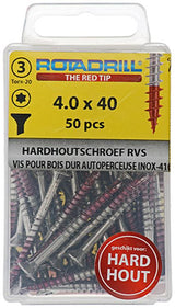 Rotadrill 1039899 - hardhoutschroefzelfb.sppls.rvs t20 4.0x40mm (50) | 6 stuks