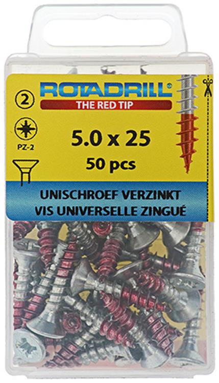 Rotadrill 1039806 - universeelschroef vk pzd vz 5.0x25mm (50) | 6 stuks