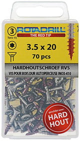 Rotadrill 1039896 - hardhoutschroef zelfb.sppls.rvs t15 3.5x20mm (70) | 6 stuks