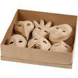 Creativ company handgemaakte papier-maché maskers - set van 60 stuks - 6 verschillende vormen - 12-21 cm - creatief masker maken