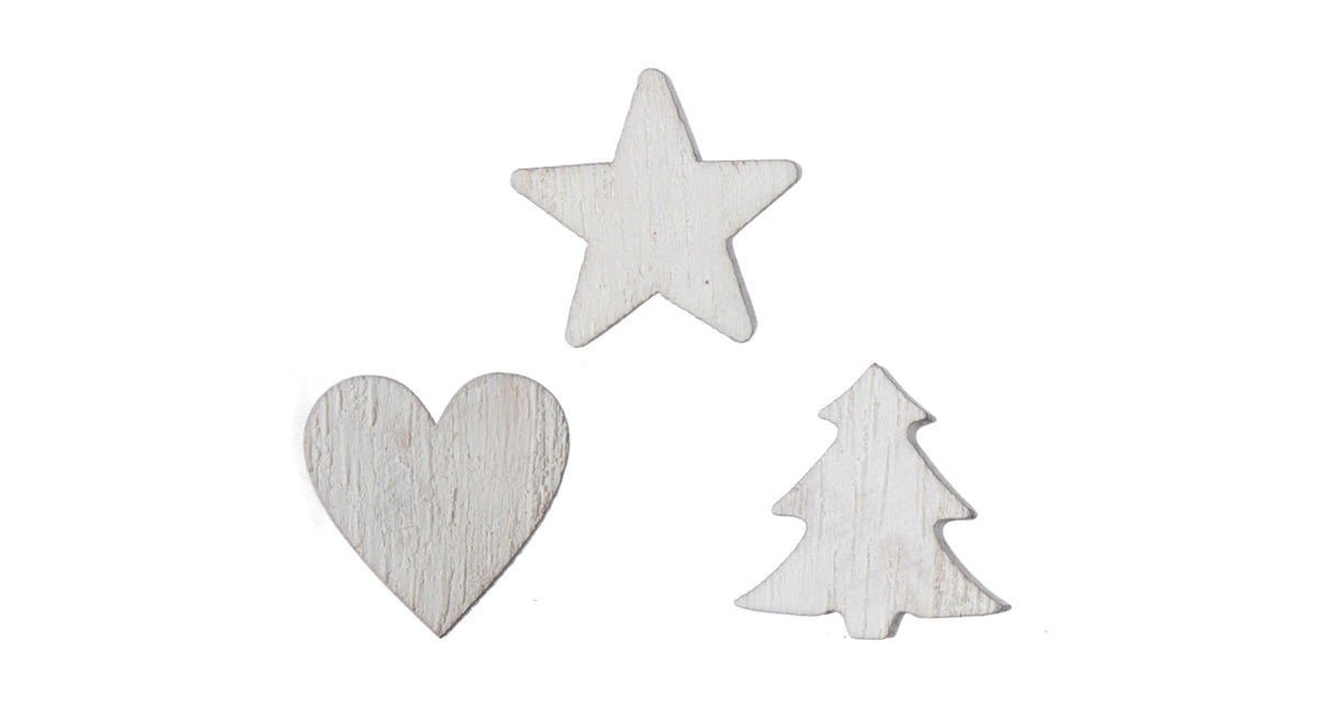 Pb. 48 wooden items 3 ass white 2.5 cm