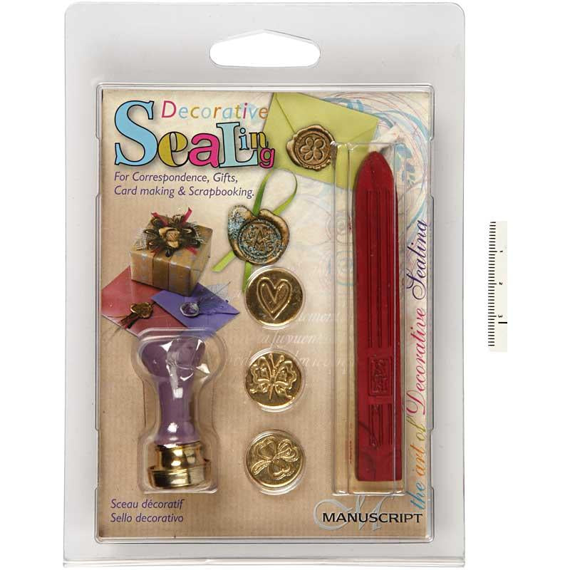 Creativ company manuscript zegel wax set 18 mm klaver hart vlinder