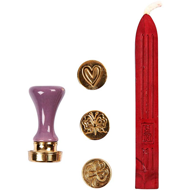Creativ company manuscript zegel wax set 18 mm klaver hart vlinder