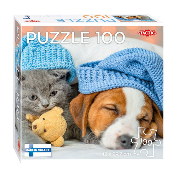 Taktisches Puzzle -Puzzle süßes Kätzchen und schläfriger Hund, 100..