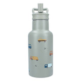 Kidzroom sweet cuddles - schoolbeker en drinkfles - 350ml - stainless steel - auto's - groen
