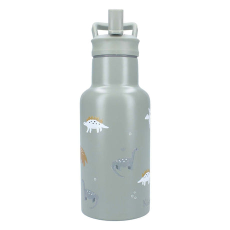 Kidzroom small talk - schoolbeker en drinkfles - 350ml - stainless steel - dino's - groen