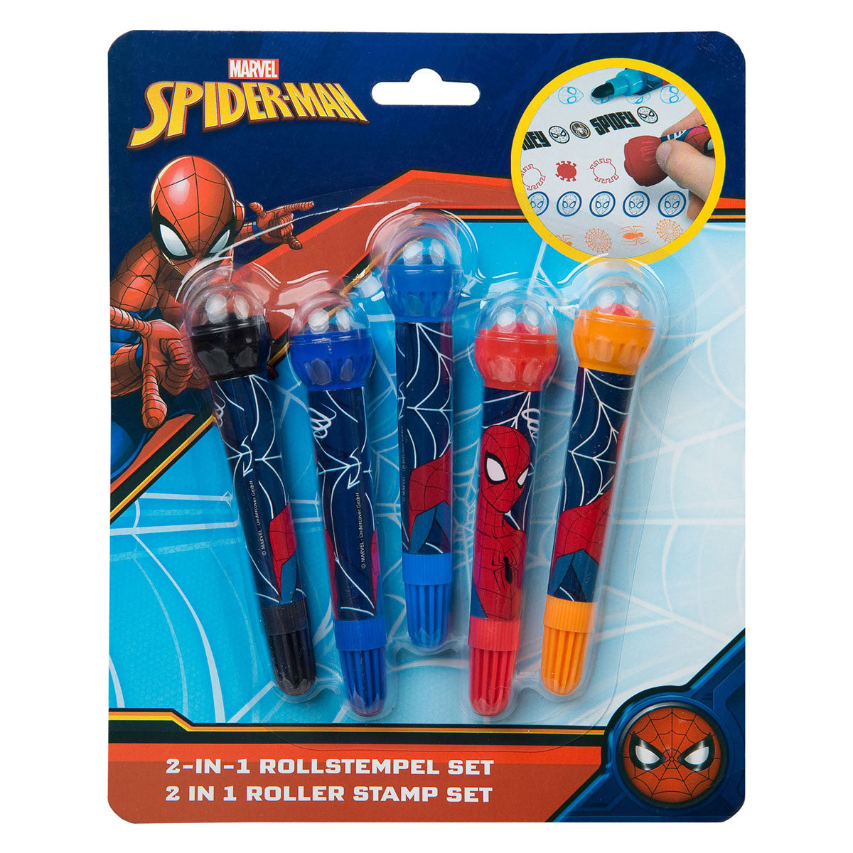 Undercover markers with roll stamp Spiderman, 5st.