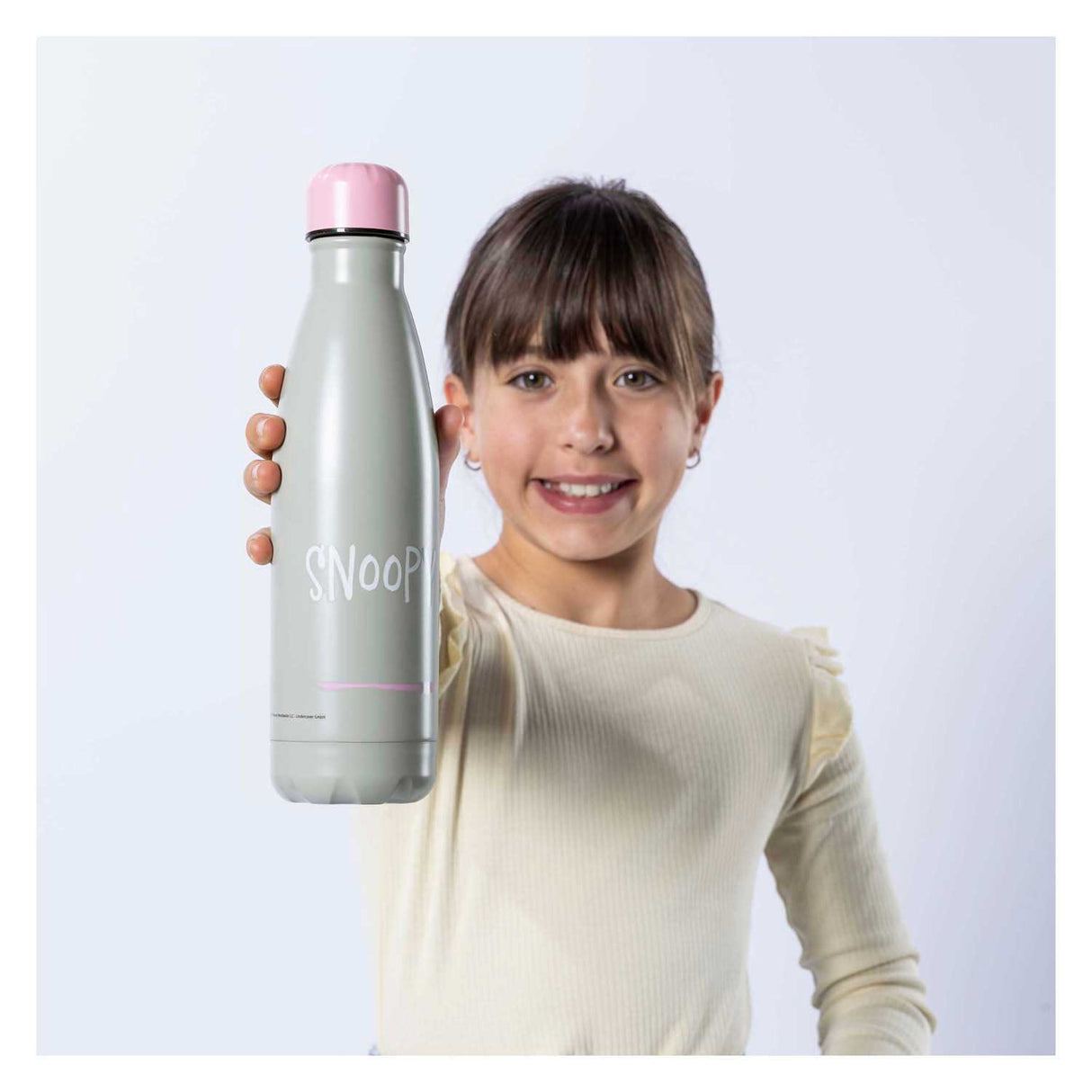 Undercover drinkfles snoopy 500ml geïsoleerd met schroefdop roze.
