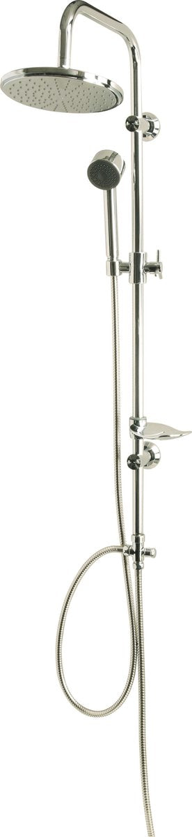 Differnz proline doucheset - stortdouche en losse handdouche - chroom design - waterbesparend met filtertje - easy clean antikalkrubbers - anti-twist - diameter 20 cm - hoogte 97 cm