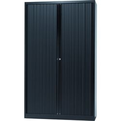Roldeurkast gelast hoog bisley staal kunststof 120 x 43 x 198 cm zwart