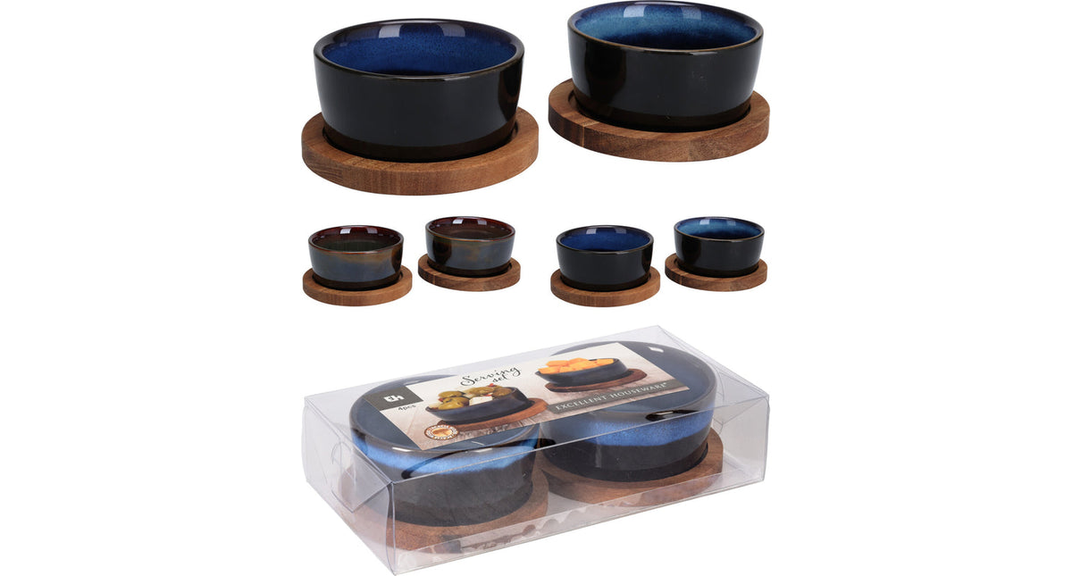 Serveerset 4 delig 20x10x4,7cm 2 ass kleur