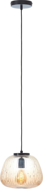 Brilliant kaizen - hanglamp - glas - 1xe27 max 40w - amber zwart