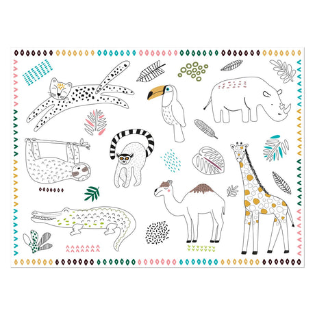 Folat bv inkleurbare placemats wilde dieren 6st.