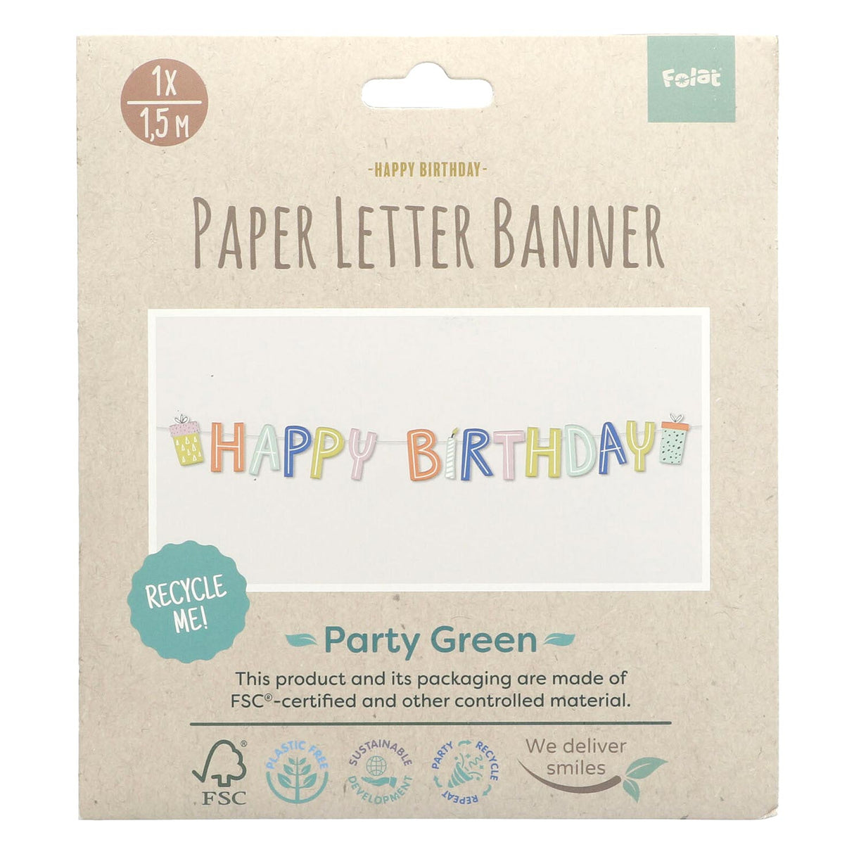 Folat bv letterslinger eco party 1,5 meter