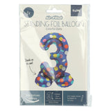 Folat bv staande folieballon colorful dots cijfer 3 - 72cm