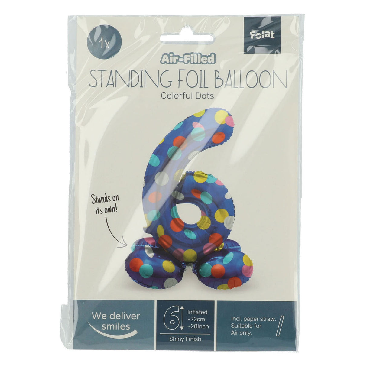 FOLAT BV Standing Folie Balloon Farverige prikker Figur 6 72cm