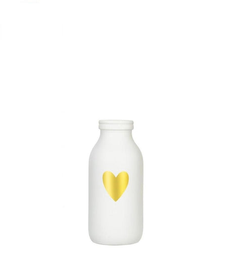 Ideas 4 seasons fles vaas glas wit met gouden hart ø4.8xh10,4cm
