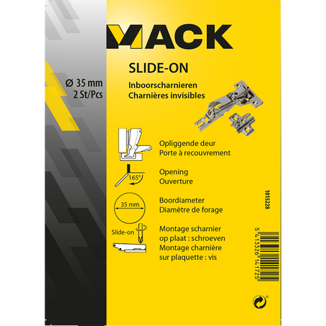 Mack 1015228 - 2 inboorscharnieren slide on 35mm 165° opliggende deur | 10 stuks